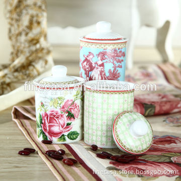 180CC New Bone China Elegant Red Ceramic Canister Set